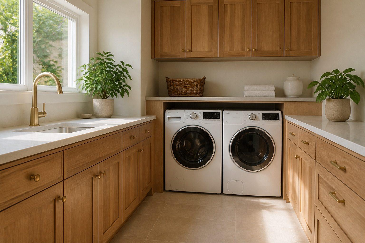Maytag laundry appliances restored in a home laundry room